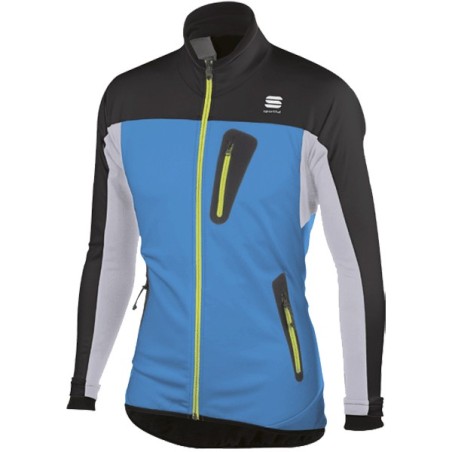 разминочная куртка Sportful APEX Evo WS Jacket голубая с чёрным